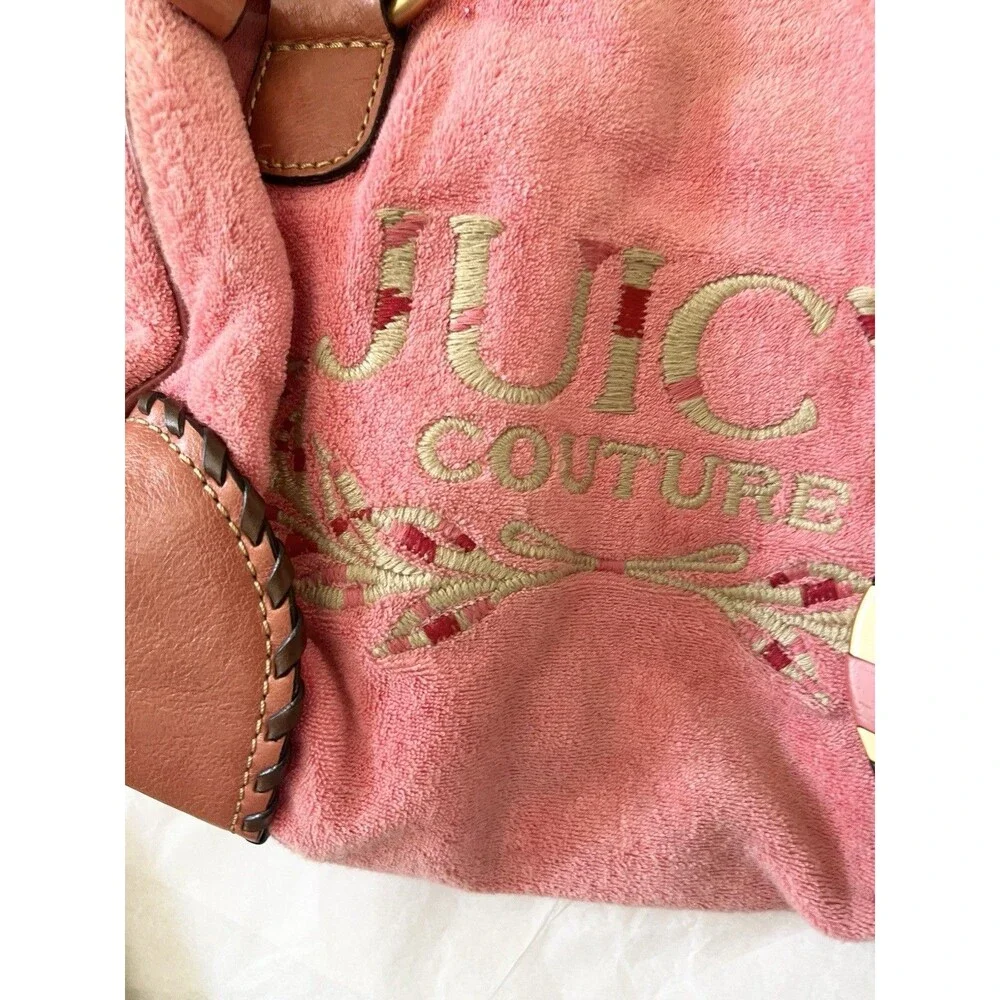 Vintage Pink Juicy Couture Tote Bag Purse Handbag Daydreamer Terry Cloth Heart